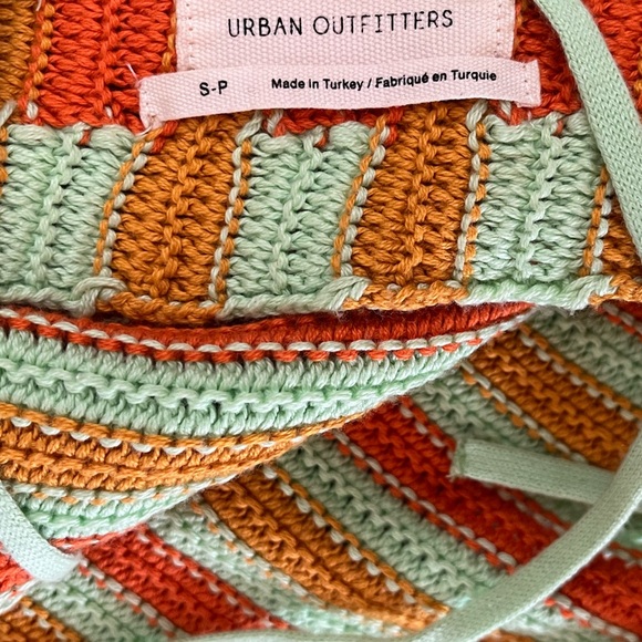 Urban Outfitters Seraphina Striped High Neck Knit Tank Top Orange/ green medium - Picture 6 of 6